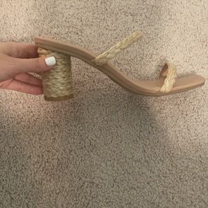 Nude square toe heels
